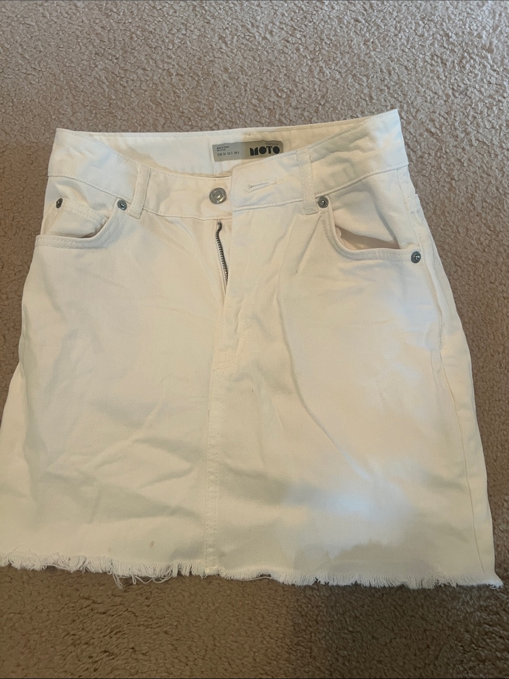 Topshop White Denim Mini Skirt